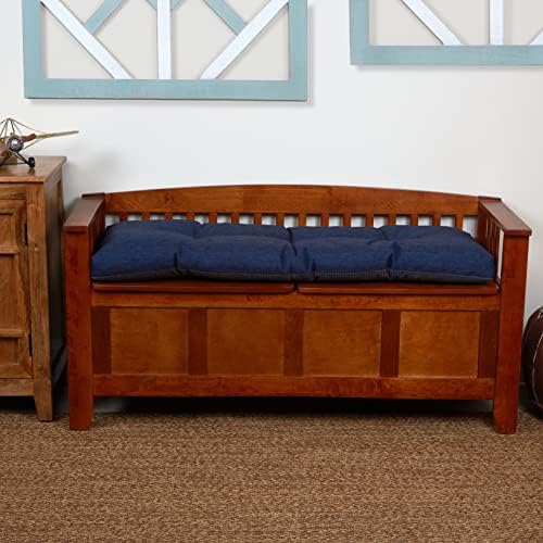 Klear Vu The Gripper Non-Slip Tufted Bench Cushion for Indoor Furniture, Assembled in USA, Entryway Storage, Bay Window, Corner Nook or Piano Seat, 43 Inches, Solid Indigo - Image 3