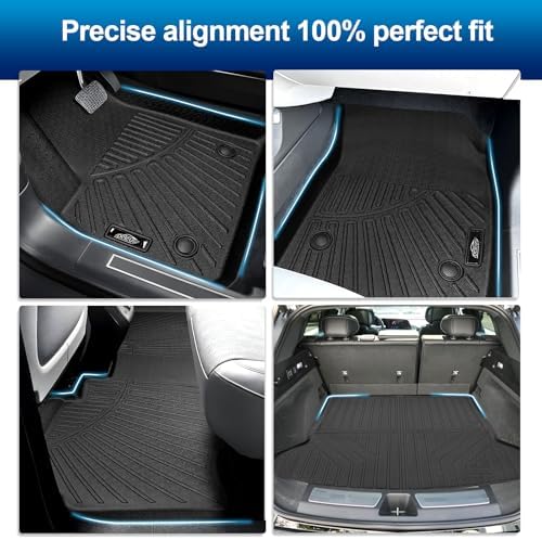 PELEUS Floor Mats for Cadillac Lyriq 2023 2024 2025 2026, All-Weather TPE Car Liners for Cadillac Lyriq Accessories, Custom Fit 1st & 2nd Row Floor Mats and Cargo Trunk Liner Set, Black - Image 2