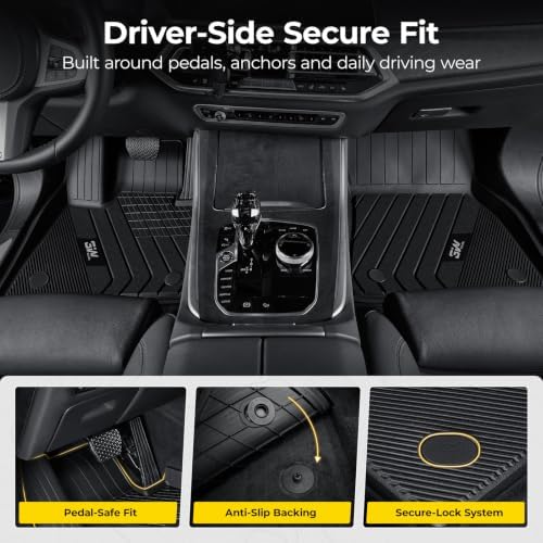 3W Floor Mats for BMW X5 2019-2026, TPE All Weather Custom Fit, Black - Image 4