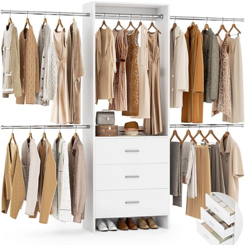 Aheaplus Closet System, 4.2-9Ft Closet Organizer with with 4 Rods, White by Aheaplus