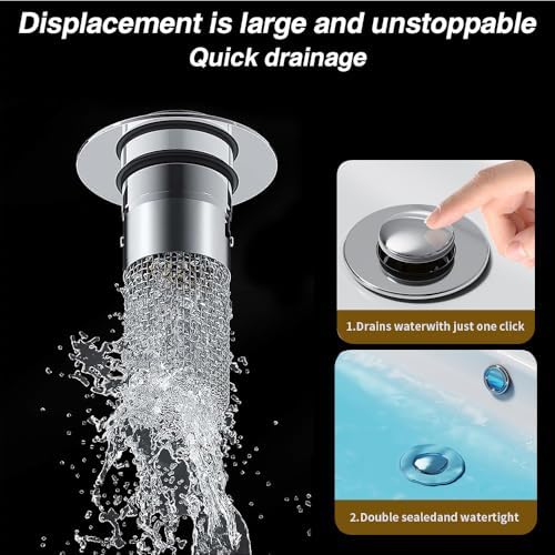 2Pcs Stainless Steel Floor Drain Filter,Bathroom Sink Stopper Hair Catcher - Image 4