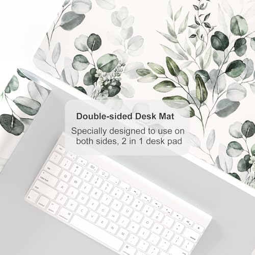 Colorful Star Large Mouse Pad, PU Leather Waterproof Desk Mat, Computer Gaming Mouse Pad, XXL Full Extended Mousepad Non Slip Desk Pad for School Office Home 23.6" x 13.8" - Soft Eucalyptus - Image 4