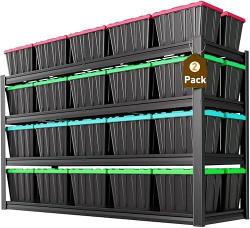 68" W Heavy Duty Garage Shelving 30" D Metal Shelving Unit, 4 Tier Adjustable Storage Shelves, Steel Industrial Shelving for Basement, 2 Pack by PMKES