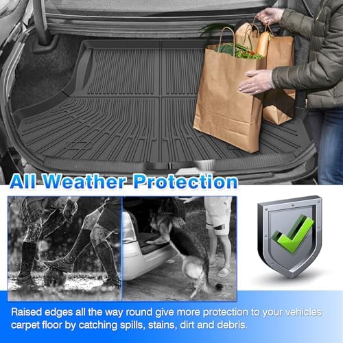 Charger Floor Mats - Car Mats for 2011-2023 Dodge Charger RWD/Chrysler 300 RWD, All Weather Full Set Floor mats and Cargo Liner for Charger Accessories, Heavy Duty Waterproof, Black - Image 6