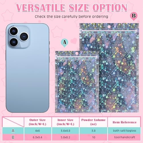 FUNFERY Star 4x6 inch Holographic Bags Resealable Bags with Clear Window - Image 5