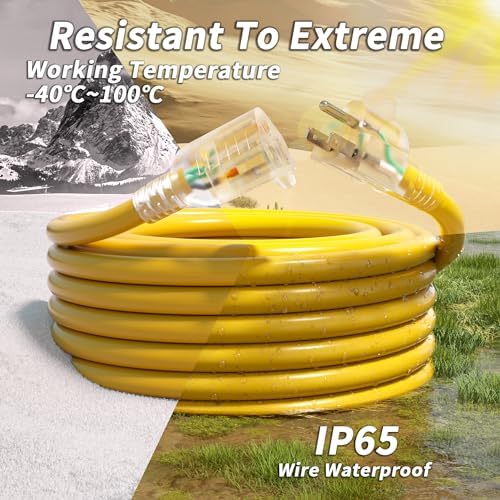 PlugSaf 12 Gauge 50FT Yellow Outdoor Extension Cord Waterproof with Lighted - Image 7