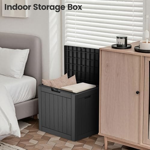 31 Gallon Outdoor Storage Box - Waterproof Resin Deck Box for Indoor & Outdoor Use, Lockable & UV Resistant Storage Bin for Package Delivery, Patio Cushions, Gardening Tools - Black - Image 6