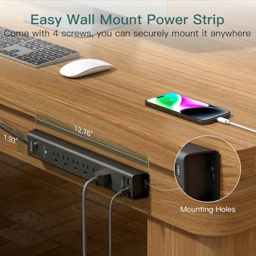10ft Power Strip Surge Protector with 6 Outlets and 4 USB Ports - Image 4