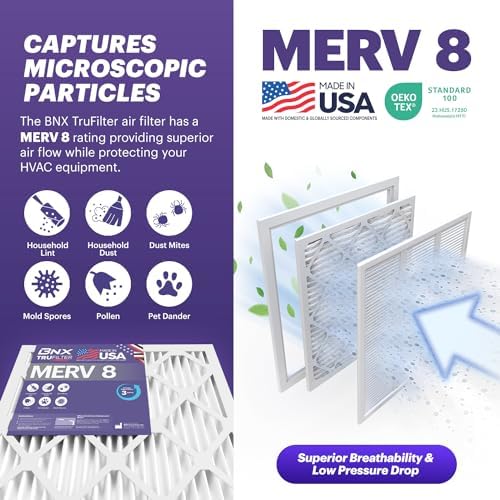 BNX TruFilter 18x24x1 Air Filter MERV 8 (4-Pack) - MADE IN USA – Dust & Pet Defense Electrostatic Pleated Air Conditioner HVAC AC Furnace Filters for Dust, Pet, Mold, Pollen MPR 600 – 700 & FPR 5 - Image 3
