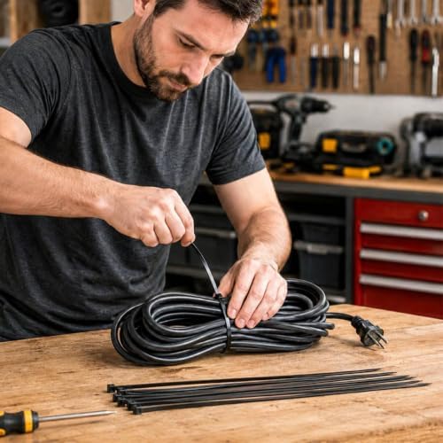 Zip Ties 8 inch, 100 Pack Heavy Duty Black Zip Ties with 100 lbs Tensile Strength, Self-Locking Nylon Cable Ties,Wire Ties for indoor and outdoor use. - Image 7