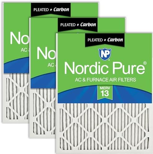 Nordic Pure 18x20x1 Pleated MERV 13 Plus Carbon Air Filters 3 Pack by NordicPure