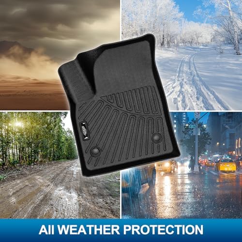 PELEUS Floor Mats for Cadillac Lyriq 2023 2024 2025 2026, All-Weather TPE Car Liners for Cadillac Lyriq Accessories, Custom Fit 1st & 2nd Row Floor Mats and Cargo Trunk Liner Set, Black - Image 5