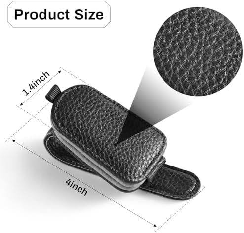 SINGARO Sunglasses Holder for Car, Leather Magnetic Buckle Sun Visor Sunglass Clip, Ticket Card Storage Glasses Clip, Car Interior Accessories for Men and Women（Black-Gray） - Image 5