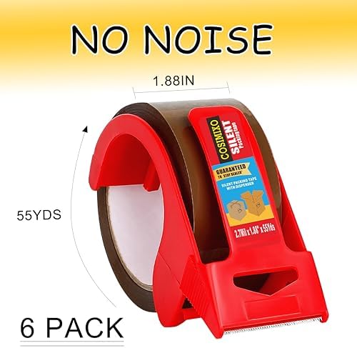2-Pack No Noise Brown Packing Tape with Dispenser,2.7mil x 1.88" x 55Yds Heavy Duty Noiseless Packing Tape,Tan Packaging Tape for Shipping, Industrial Grade Moving Tape for Boxes COSIMIXO - Image 2