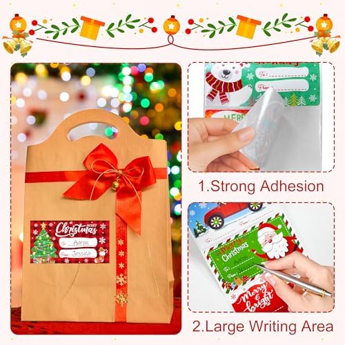 500 PCS Christmas Gift Tags,Christmas Name Tags Stickers Roll, Self-Adhesive Christmas Labels for Presents, Gift Bags, Boxes, Xmas Holiday Wrapping Paper Christmas Decorations - Image 4
