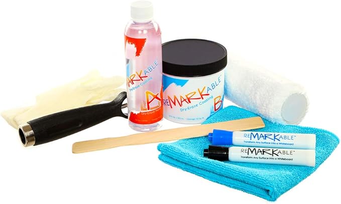 Remarkable Whiteboard Dry Erase Paint 50 ft² White Full Kit, Transforms Any by RemarkableWhiteboardPaint