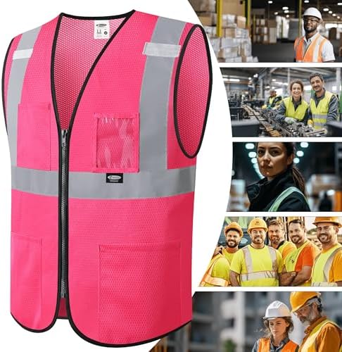 JKSafety Safety Vest for men women Hi Vis Vest with Pockets and Zipper High Visibility Construction Vests BX310 - Image 5