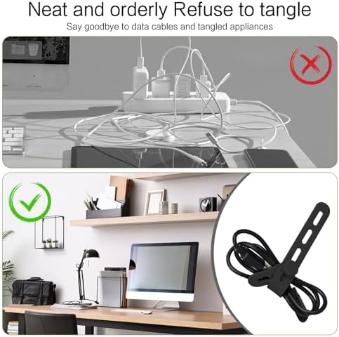 Donruby 24Pcs Silicone Cable Ties, Reusable Cord Organizer Straps, Black - Image 6