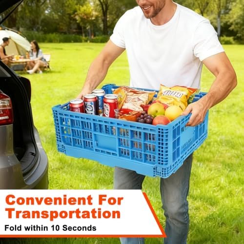 52L Plastic Collapsible Storage Bins with Handles, - Image 7