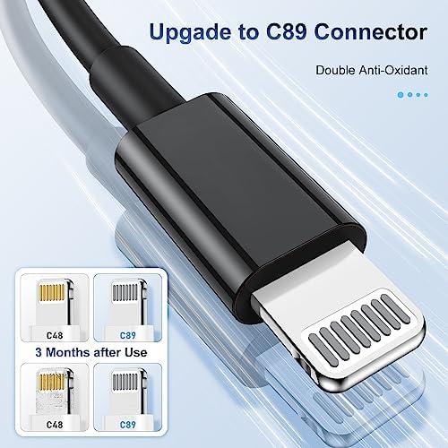3 Pack Apple MFi Certified iPhone Charger Cable 6ft, Apple Lightning to USB Cable Cord 6 Foot, 2.4A Fast Charging Apple Phone Long Chargers for iPhone 14/13/12/11/11Pro/ X/XS/XR/XS Max/8/7/6 Black - Image 5