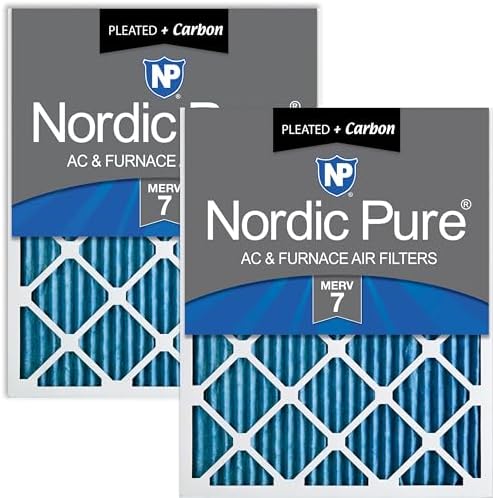 Nordic Pure 18x20x1 Pleated MERV 7 Plus Carbon Air Filters 2 Pack by NordicPure