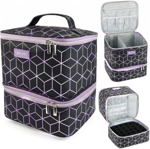SAVILAND PU Leather Nail Polish Organizer Bag for Nail Tech, Black by SAVILAND