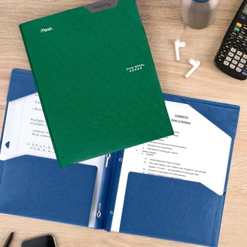 Five Star 2-Pocket Folder,Plastic Folder with Stay-Put Tabs and Prong Fasteners,Holds 8-1/2" x 11" Paper,Black,Fire Red,Forest Green,Pacific Blue (38048),(Pack of 24) - Image 6