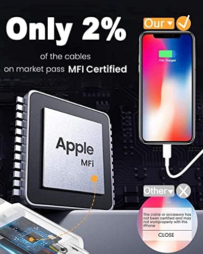 4 Pack [Apple MFi Certified] Apple Charging Cables 10ft, iPhone Chargers Lightning Cable 10 Foot, Fast iPhone Charging Cord for iPhone 14/14Pro/13/13Pro/12/11/11Pro/11Max/ X/XS/XR, ipad(Black) - Image 2