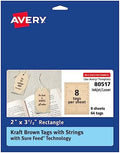 Avery Kraft Brown Rectangle Tags, Sure Feed Technology, 2" x 3.5", Laser/Inkjet Printable, 64 Total, Strings Included, Also Great for Gifts and Favors (80517) by Avery