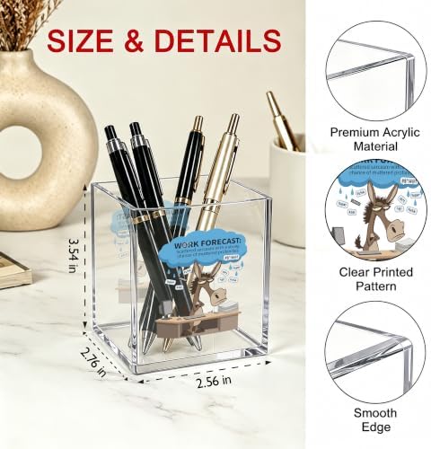 Funny Donkey Office Acrylic Cosmetic Pen Pencil Holder Cup, Work Forecast Cute Pencil Organizer, Humorous Unique Desk Accessories, Gag Sarcastic Gifts for Women Men Boss Employee（A14） - Image 2
