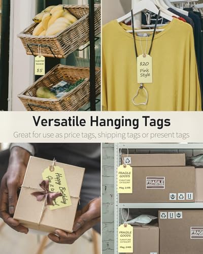 Uniclife 72 Pcs Blank Shipping Tags with Elastic String Attached Cardstock Paper Hang Tags with Reinforced Eyelet Large Marking Price Tag Inventory Label Tag, Beige (4.7" x 2 3/8") - Image 7