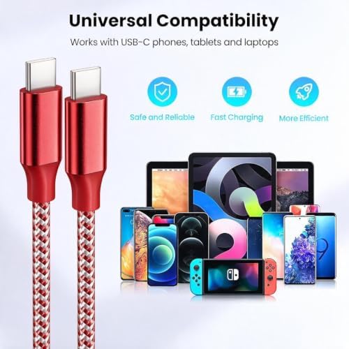 KYEHD USB C Cable，3 Pack 10FT 60W Fast Charging USB C to USB C Cable, Durable Type C Charger Cable for iPhone 17/16/15/iPad MacBook CarPlay and More - Image 6