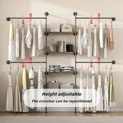 Industrial Pipe Clothing Rack with Shelves - Image 4