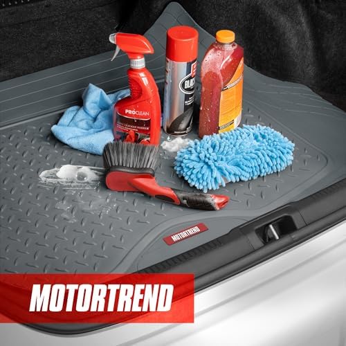 Motor Trend FlexTough™ Heavy Duty Gray Rubber Car Floor Mats All Weather & Cargo Liner for SUV Full Set - Universal Trim to Fit Automotive Floor Mat & Trunk Mats for Cars Interior Accessories - Image 6