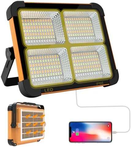 Portable LED Work Solar Light 100W 16500mAh 10000 LM with Stepless Brightness Job Site Battery Rechargeable LED Floor Light for Emergency Worklight for Hurricane (Orange Black) by CosyEasy