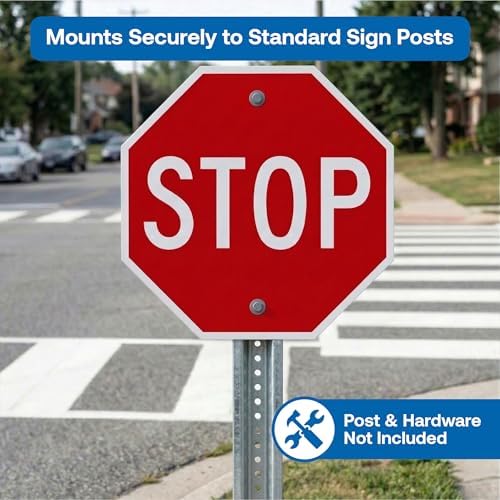 Brimar MUTCD R1-1 Stop Sign, Traffic Control, 24" Octagon, Reflective Aluminum, Road Safety Marker for Parking Lots, Private Roads, Intersections, High Visibility Durable Outdoor Metal - Image 3