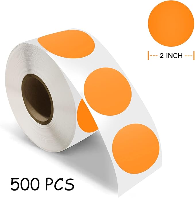 500 PCS Dot Sticker Tape 2" Inch Round Color Coding Labels Removable Writable - Image 7