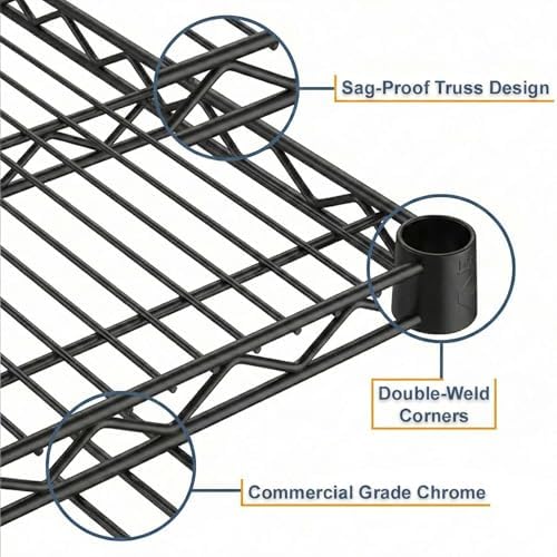 14x72 4-Pack Black Wire Shelf, NSF Metal Storage Rack Shelving Add-On Extra Tier Replacement - Image 3