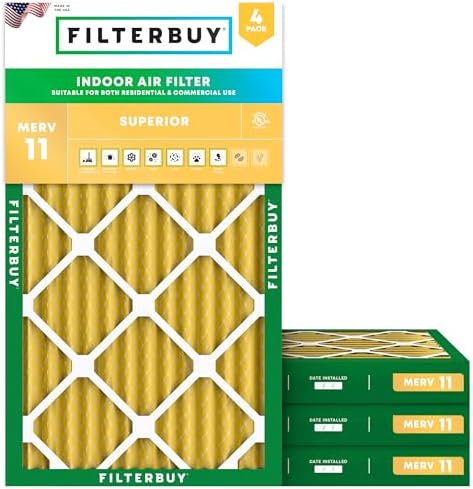 Filterbuy 14x25x2 Air Filter MERV 11 Pet & Allergy Defense (4-Pack) by Filterbuy