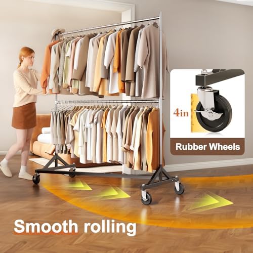 HOKEEPER Z Rack, Clothes Rack Hold 550LB 86" H Adjustable Height Double Rod - Image 3