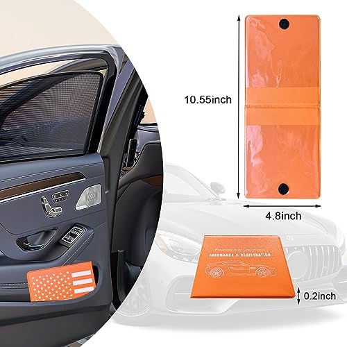 Ziciner Car Registration Insurance Holder, 2Pack Essential Auto Card Document Glove Box Organizer with Touch Fastener, Vehicle Interior Accessories Perfect for Most Car, Truck, SUV (Orange/Back Flag) - Image 2