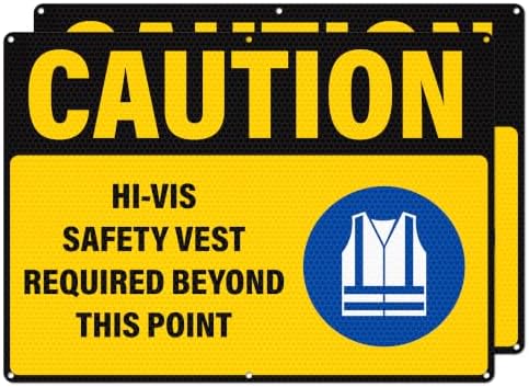 Caution Hi-Vis Safety Vest Required Beyond This Point Sign by Anobell