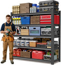 JHYKHG 72" W Storage Shelves,5-Tier Heavy Duty Garage Shelving,Adjustable Shelving Unit,Metal Shelf,Boltless Assembly Rack for Warehouse,Shed,3,000 lb Load,24 x 48 x 72 Inches,Black by Unknown