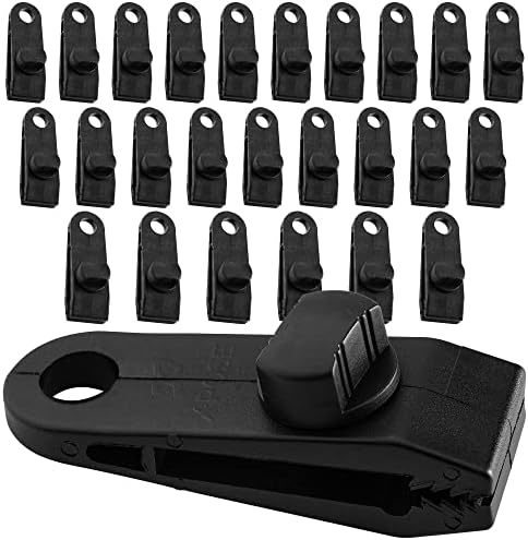 25-Pack Heavy Duty Reusable Tarp Clips & 25-Pack Bungee Ball Cords for Canopy Tents, Awning, Camping, Boat Covers, Car Covers, Pools & Sun Shades by Xpose Safety - Image 2