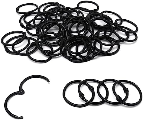 Binder Rings 50pc, Book Rings 1 Inch, Flash Card Rings Small Index Card Ring Loose Leaf Binder Rings Black Ring Clips Metal Rings for Index Cards Rings for Paper by SWZHAI