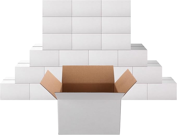 PETAFLOP 8x6x5 Shipping Boxes Set of 25, Small White Cardboard Mailer Box by PETAFLOP
