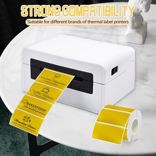 2''x1'' Holographic Direct Thermal Barcode Labels,Self-Adhesive Thermal Printer Stickers for Address Design DIY Logo Business（Brushed Gold） - Image 4