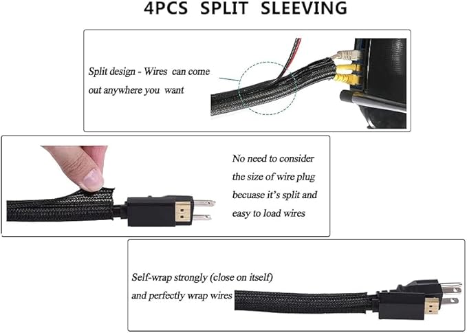 50ft – 1" Split Wire Loom Tubing Cable Sleeve – Braided Cord Protector - Image 9