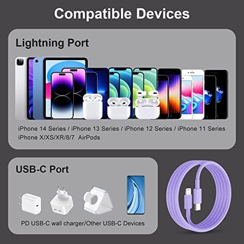 2Pack Purple Fast Charger Cable 10ft [Apple MFi Certified], USB Type C to Lightning Cable 10 Foot for Apple iPhone 14/13/12 Pro XR XS Max X 8 Plus - Image 6