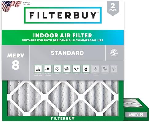 Filterbuy 18x18x2 Air Filter MERV 8 Dust & Allergy Defense (2-Pack) by Filterbuy